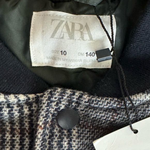 Zara PLAID BOMBER JACKET girls size 10 NWT - Picture 2 of 4